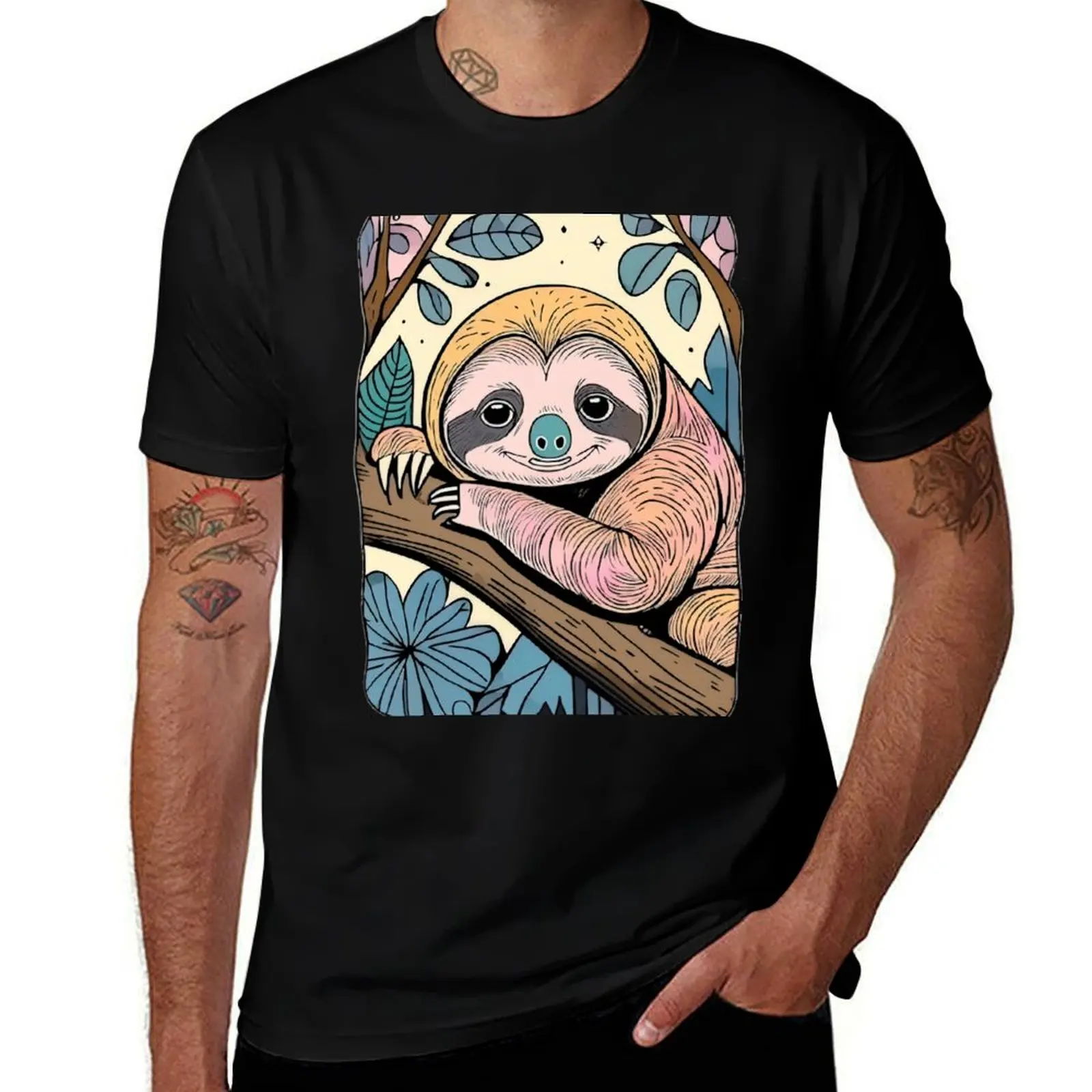 

Sloth on the tree T-Shirt shirts graphic summer shirt kawaii clothes cheap stuff plain white t shirts men