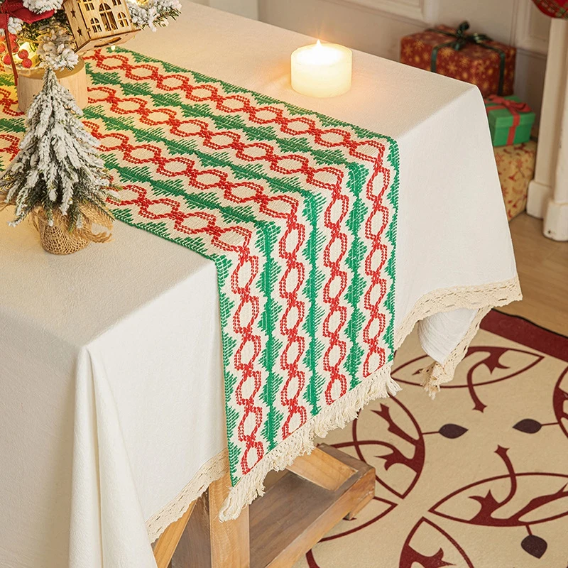 

Christmas Linen Table Runner Table Decoration and Accessories Christmas Home Decor Xmas Table Flag Cover Red Navidad Tablecloth