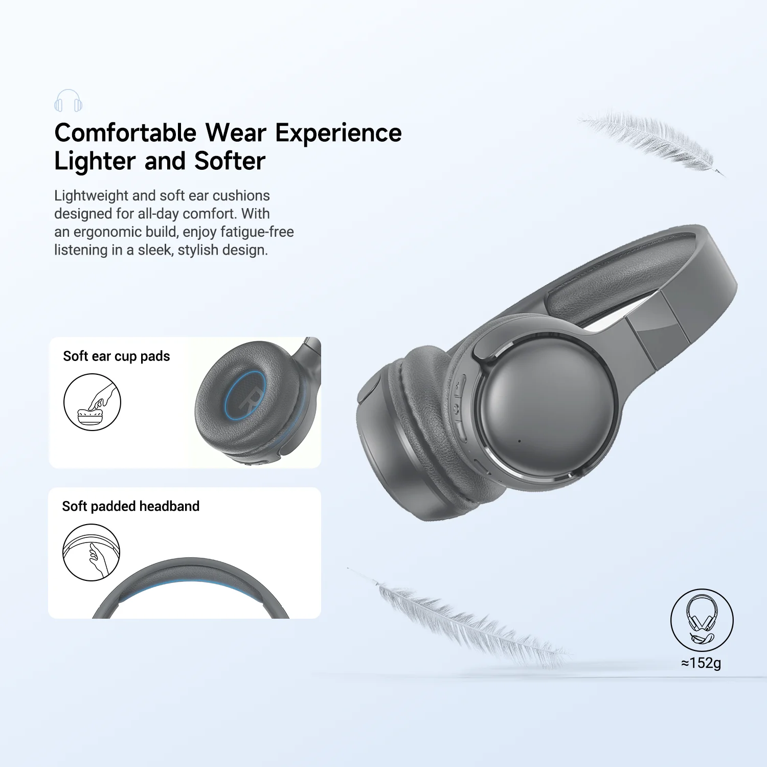 HONOR Kopfhörer Lite 82H Spielzeit, ENC-Anrufe, Dual Connect BT 5.4, Verlustfreies Audio & EQ, Räumlicher Klang, Tastensteuerung, IP54 – Detail 4