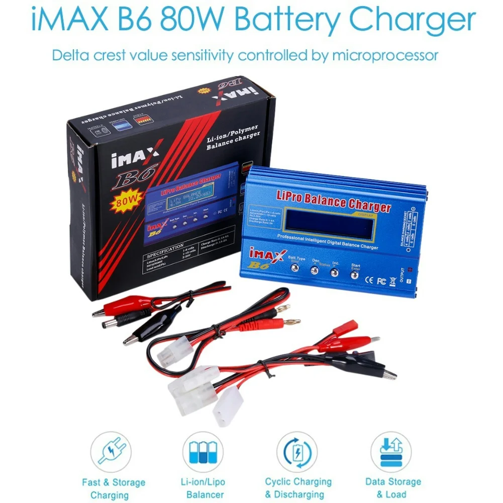 IMAX B6 80W RC Battery Charger Lipo NiMh Li-ion Ni-Cd RC Battery Balance Digital Charger Discharger for RC Helicopter Aircraft