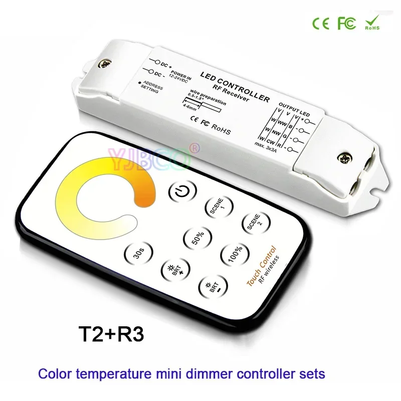 Bincolor Mini LED Controller set monocolore/CCT/RGB/CW NW WW Ricevitore luce striscia e telecomando wireless Kit dimmer 12V 24V