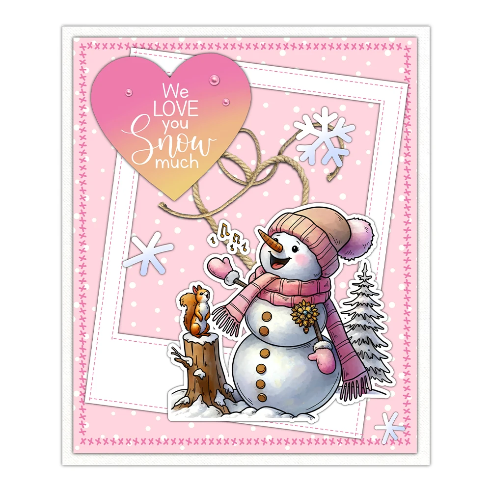 Mangocraft Christmas Winter Snowman Cutting Dies Clear Stamp DIY Scrapbooking Metal Dies Silicone Stamp For Cards Albums Decor
