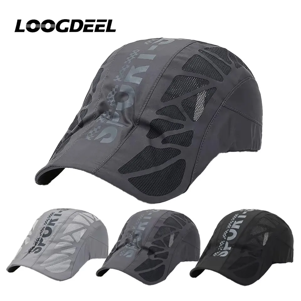 

LOOGDEEL Breathable Mesh Quick-drying Visor Cap Outdoor Gorro Hombre Boina Golf Hat Fashion Solid Flat Cap Summer Sports Sun Hat