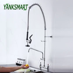 YANKSMART Kitchen Faucet with Pull Down Pre-Rinse Sprayer 360 Degree Rotation Spout Center Faucets Sink Mixer Water Cuisine Tap