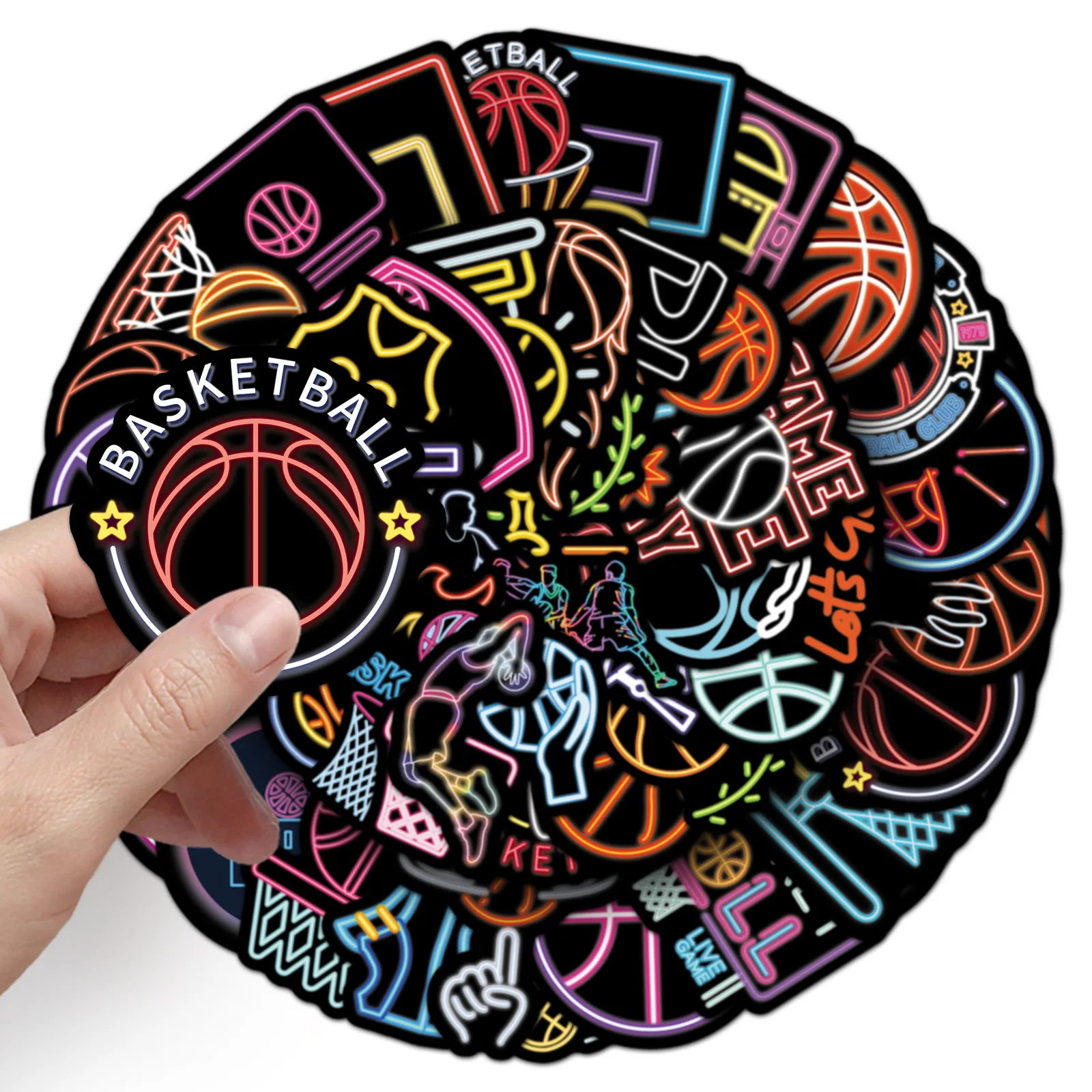 

10/50PCS Neon Basketball Sports Graffiti Stickers Funny Hobby Decal Luggage Phone Fridge Suitase Skateboard Waterproof Sticker