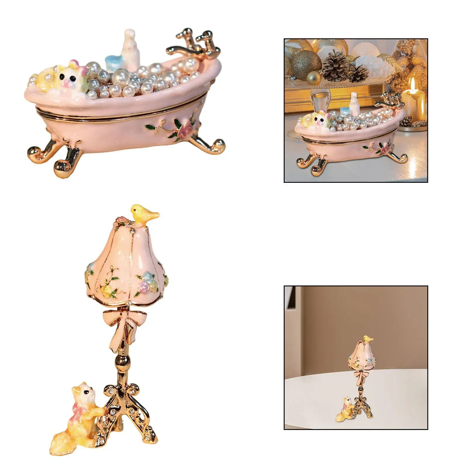 

Эмалированная шкатулка для безделушек, украшение для стола, витрина, художественное ремесло, держатель для колец для дома, центральные предметы, женские коллекционные сувениры для вечеринок