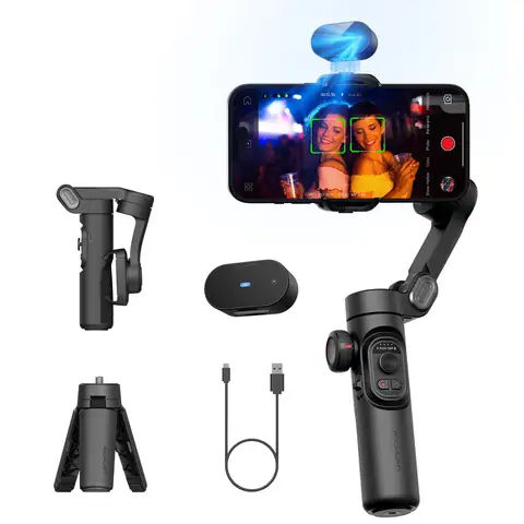 AOCHUAN Smart XE AI Version Gimbal Stabilizer for Smartphone,NO APP AI Tracking gesture control gimbal with TikTok YouTube