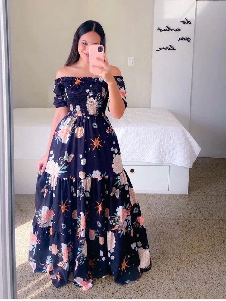 

Vestido De Mujer Sexy One Shoulder Long Dress for Women Elegant Spring Summer 2022 Vestido Feminino Print Sweet Party Dresses