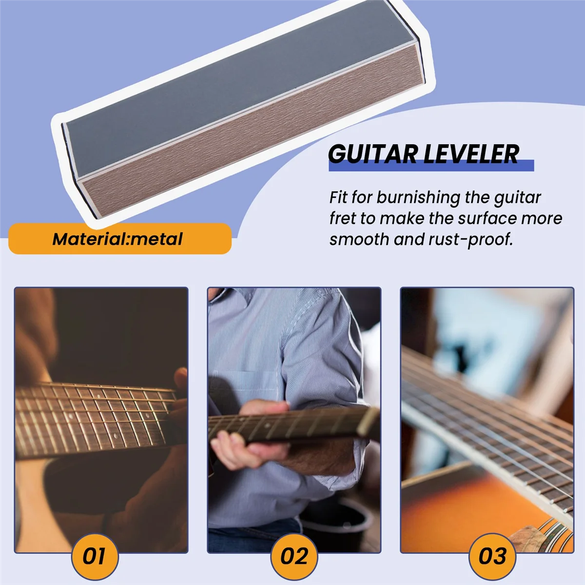 !CLOS! Guitar Fret Leveling Files Bass Guitar Leveler Fret Beam Luthier Supply Guitar Tool Kit with 4 Grit Papers 150mm