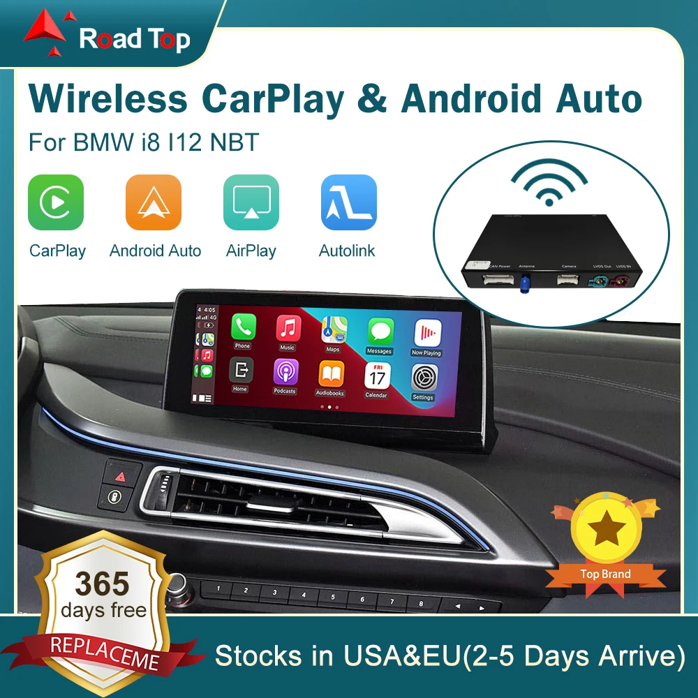 Wireless CarPlay for BMW i8 I12 NBT System 2014-2018, with Android Auto Mirror Link AirPlay CarPlay Function