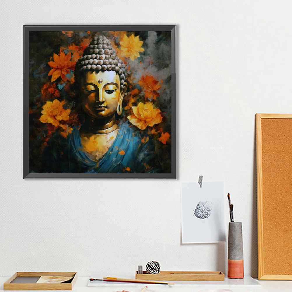 5D DIY Full Round Drill Diamond Painting Buddha Kit Home Decor Art Craft 40x40cm
