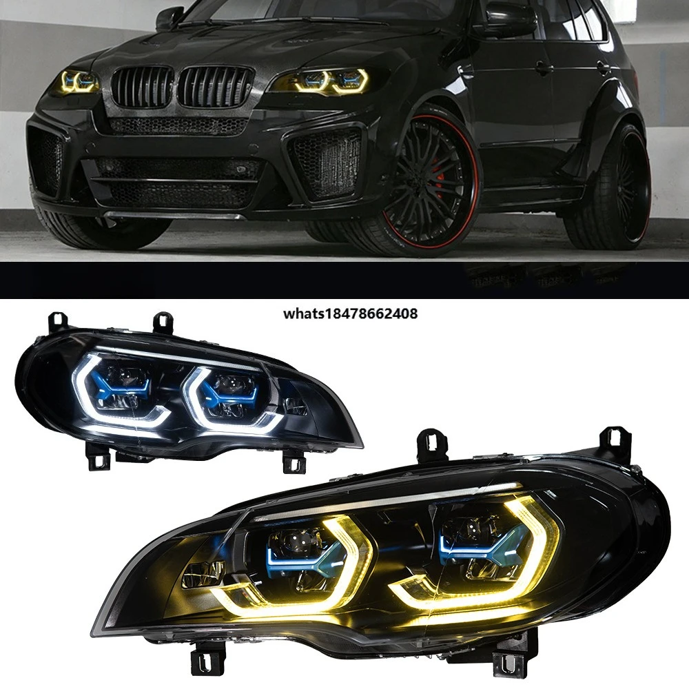 

Фара в сборе для BMW X5 E70 (07-13), модифицированная, двухцветная, с эффектом «золотое око»