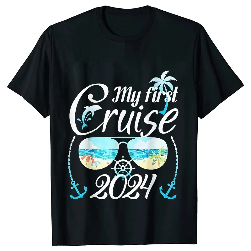 My First Cruise 2024 Tees Family Friends Vacation Party Shirts Summer Trip Ship Travel T-Shirt Funny Graphic Y2k Unisex Tops