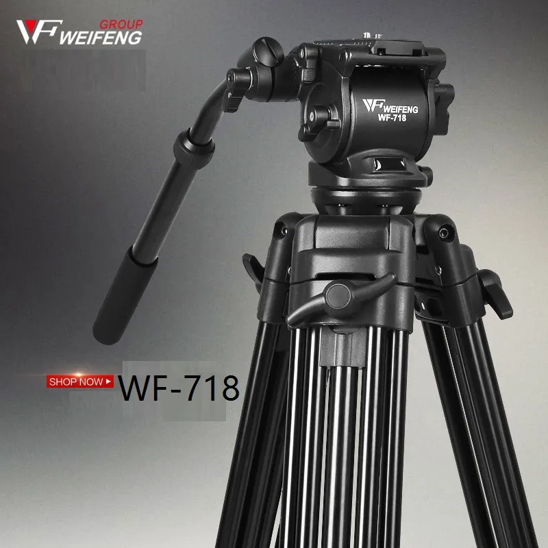 WeiFeng WF718 Professional Video Tripod DSLR Camera Heavy Duty Tripod with Fluid Pan Head 1.8m high Load 8kg wholesale