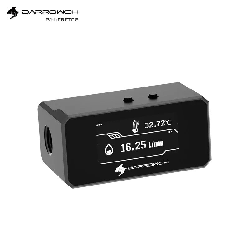 BARROWCH FBFT08, водяной термометр с цифровым дисплеем OLED, регулируемый интеллектуальный мониторинг сигнализации, расходомер жидкости на заказ