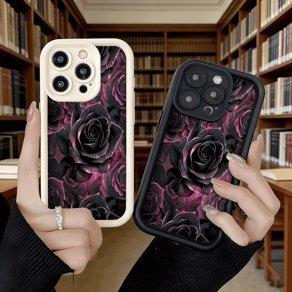 Dunkelrosa Rosen Kunst Luxus Anti-Rutsch TPU Handyhülle für Xiaomi Redmi Note 15 14 13 12 11 10 9 Pro Vollschutz-Cover – Detail 4