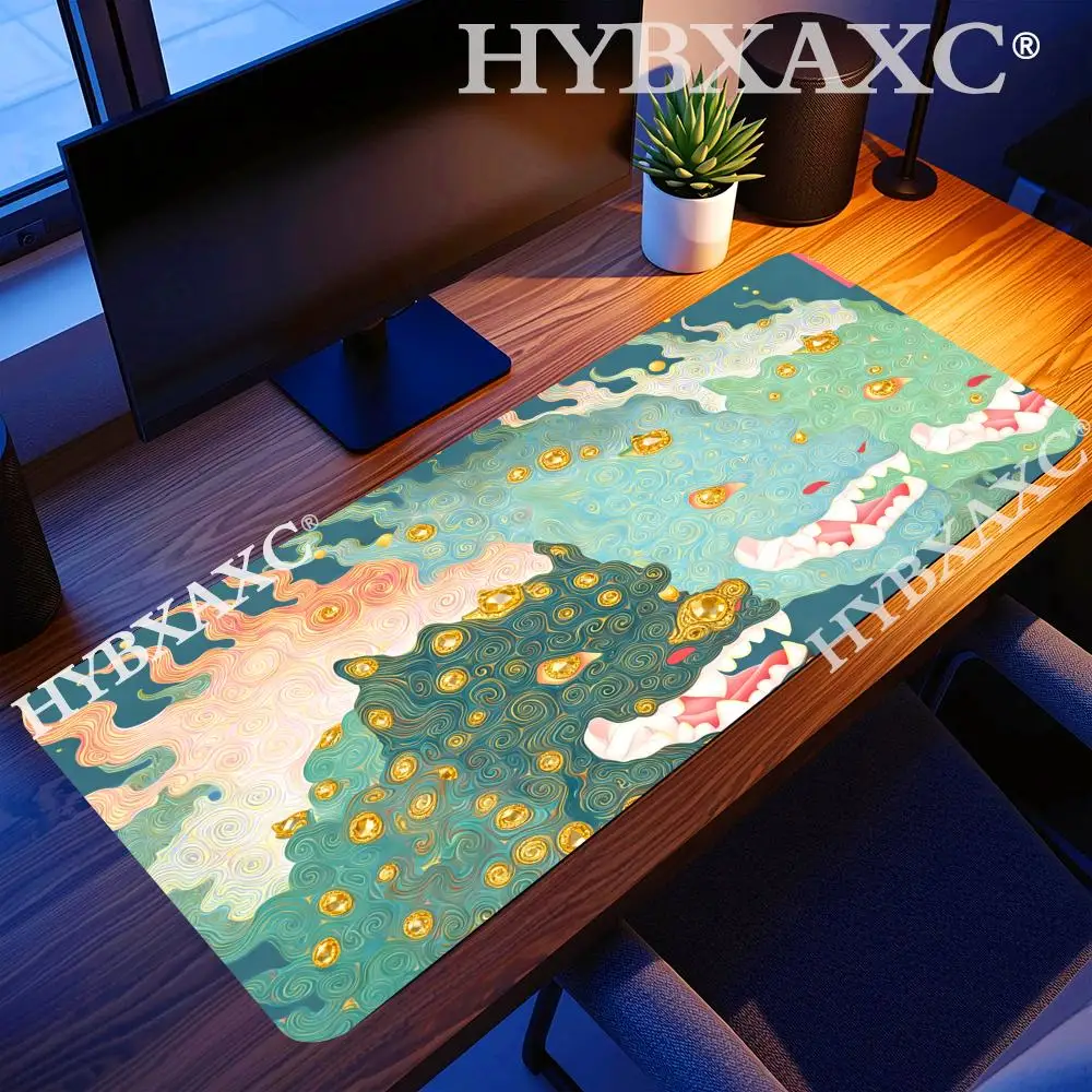 HYBXAXC Mythic Dragon Desk Mat Gaming -Colorful Asian Fantasy Pad Gift for Gamers Desktop Decor Workspace Setup and Workstation