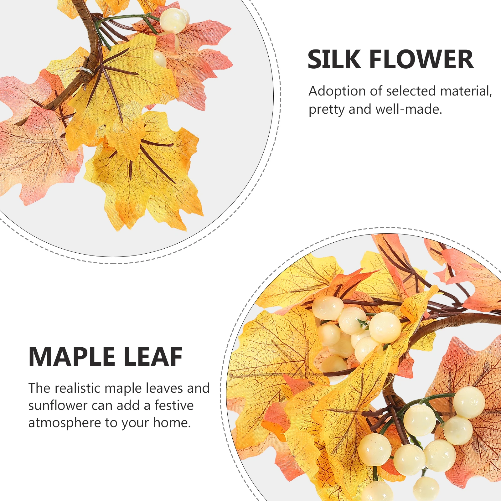 

25CM Autumn Maple Leaf Wreath Paper Garland Thanksgiving Decor Fall Harvest Door Garlands Rustic Wall Decor Swag