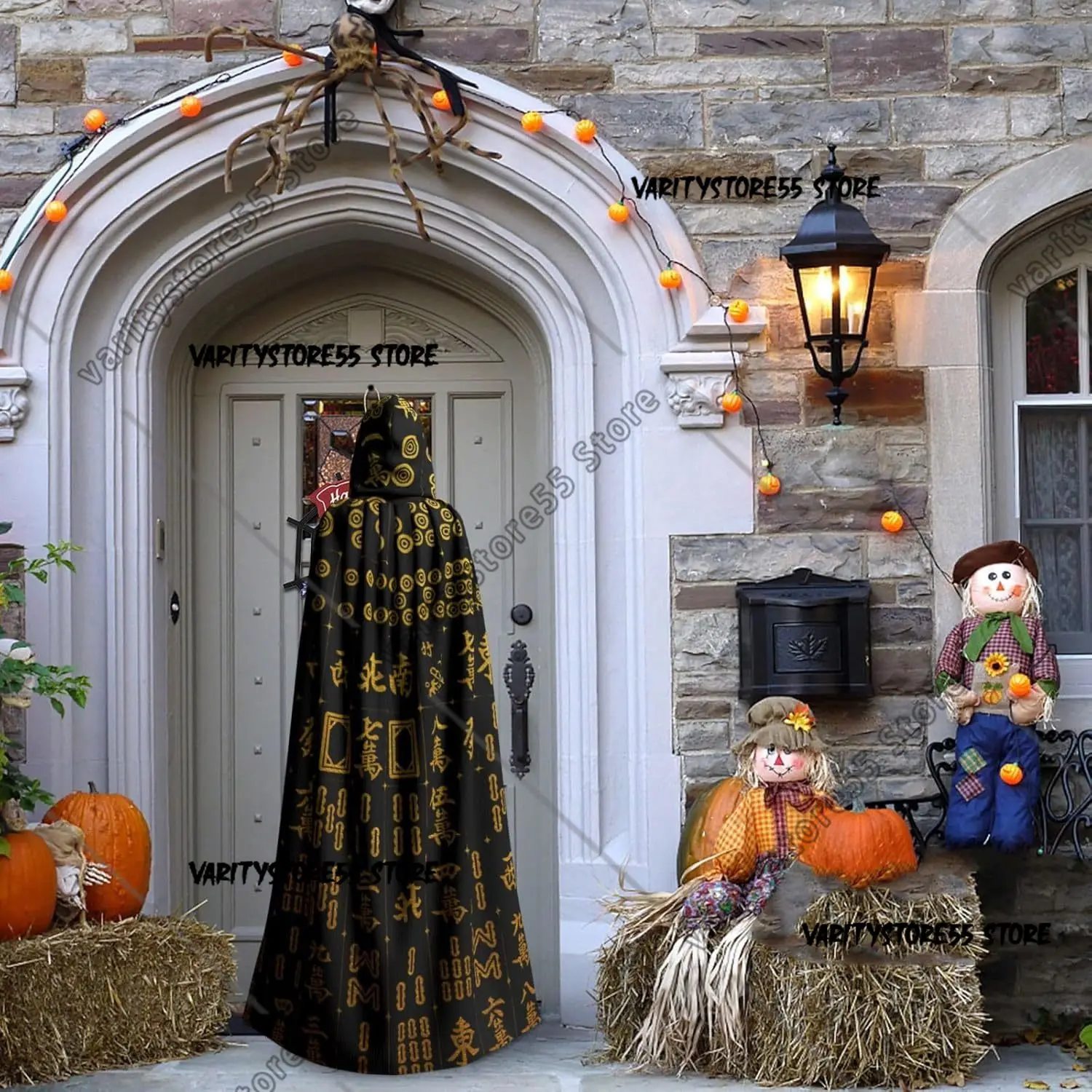ชุดคลุมฮู้ดแม่มดสีดำวินเทจ โกลเด้น แมห์จง สำหรับผู้ใหญ่ ชุดฮาโลวีน