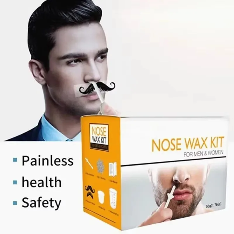 Hair Removal Nose Wax Kit Nose Hair Wax Removal Cosmetic Tool Trimmer Men Nose Hair Remover Waxing Nasal Wax 50g