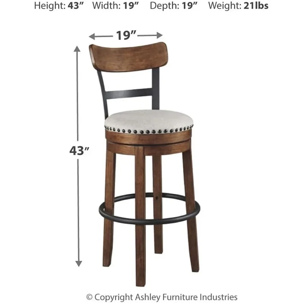 Valebeck 30" Farmhouse Pub Height Barstool, Brown