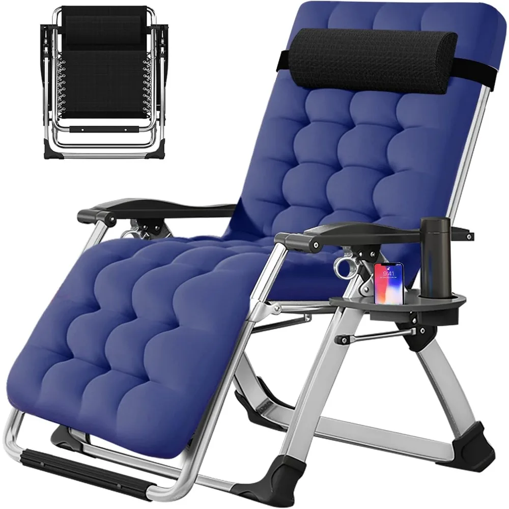 

Zero Gravity Chair, Reclining Lounge Chair with Removable Cushion & Tray for Indoor and Outdoor, Patio Recliner Folding Reclini