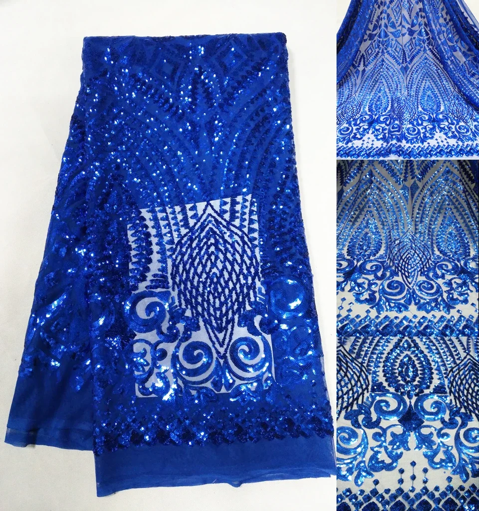 

Hot French Nigerian sequins net lace,African tulle mesh lace fabric high quality for party wedding dress 5yards/lot ALC-JL908