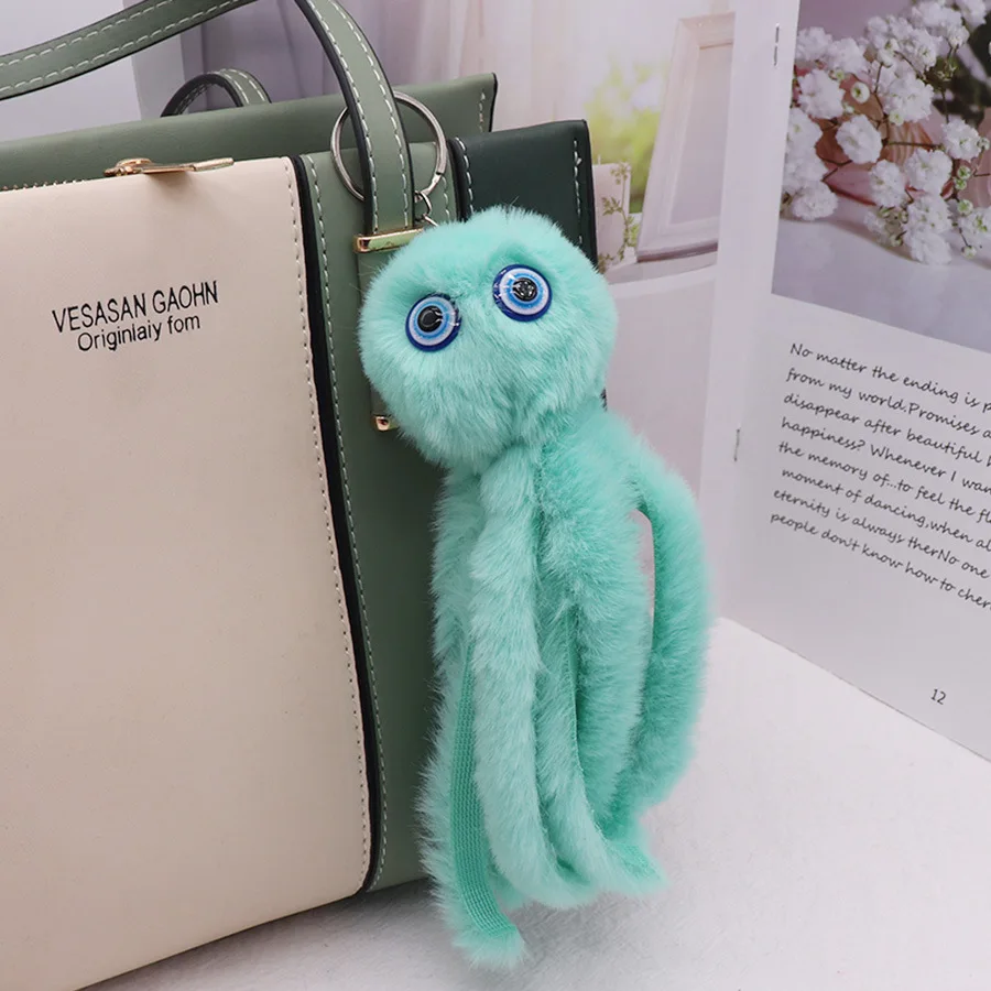 Cute Pet Octopus Plush Keyring Colorful Animal Pendant Toy Doll Funny Hairy Keychain Accessories