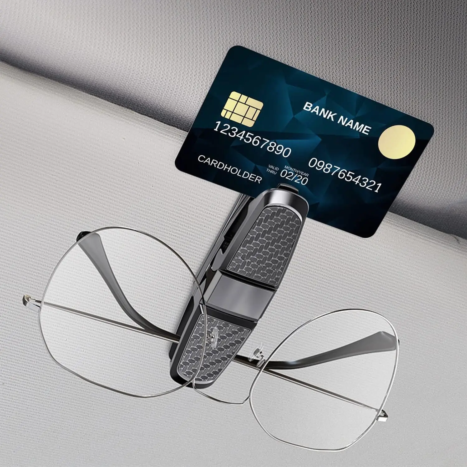 Car Card Sunglasses Eyeglass Clip (2 Pcs) Car Clip Car Glasses Holder Ticket Black