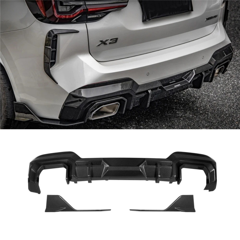 

G01 Rear Diffuser Spliiters SQ Style Dry Carbon Fiber Rear Bumper Diffuser 3PCS Fit for G01 LCI/G08 LCI 2022+