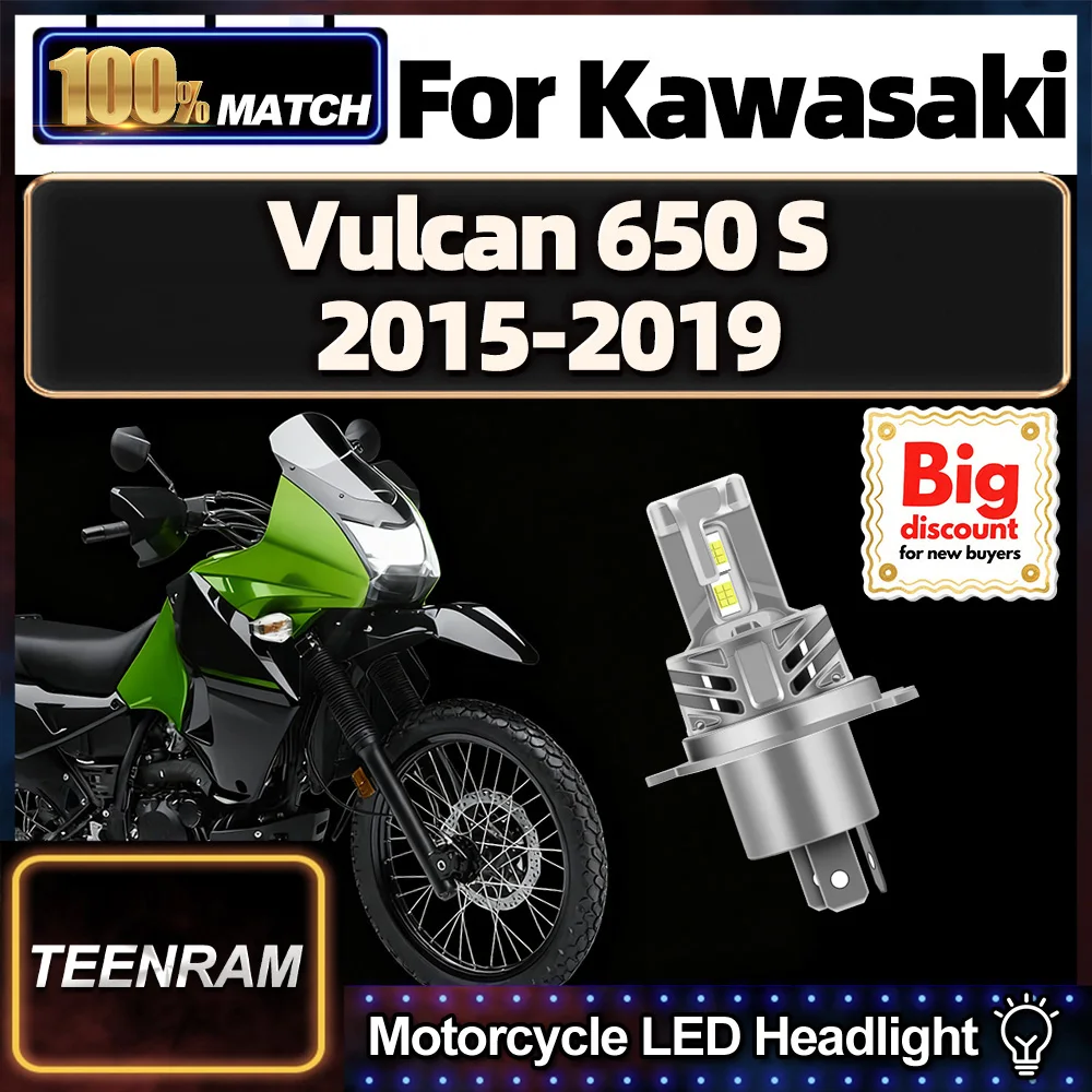 

TEENRAM For Kawasaki Vulcan 650 S 2015 2016 2017 2018 2019 1PCS Motorcycle LED Headlight Bulbs Hi/Lo Motorbike Headlamp Ampoules