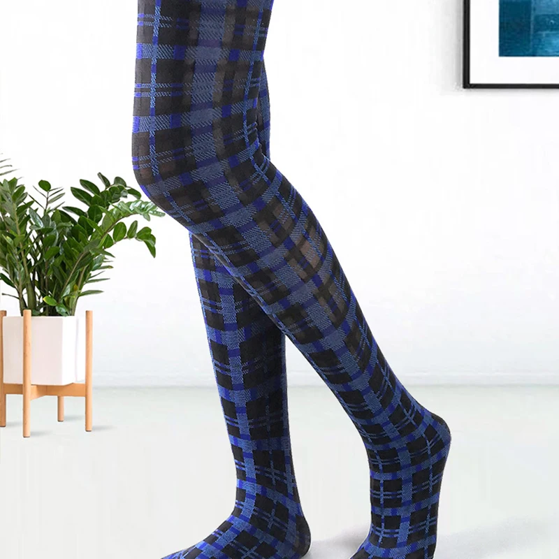 Vintage British Style Women\'s Plaid Jacquard Pantyhose Thin Comfortable Velvet Leggings Hosiery Lolita Elegant Hot Nylon Tights