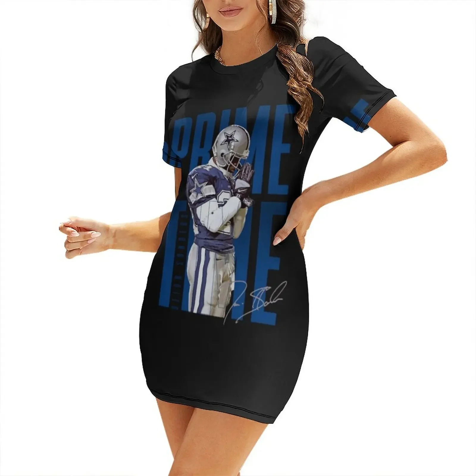 

deion sanders Short-Sleeved Dress women's clothing trend 2026 Dress woman women's clothing summer 2026 novelties