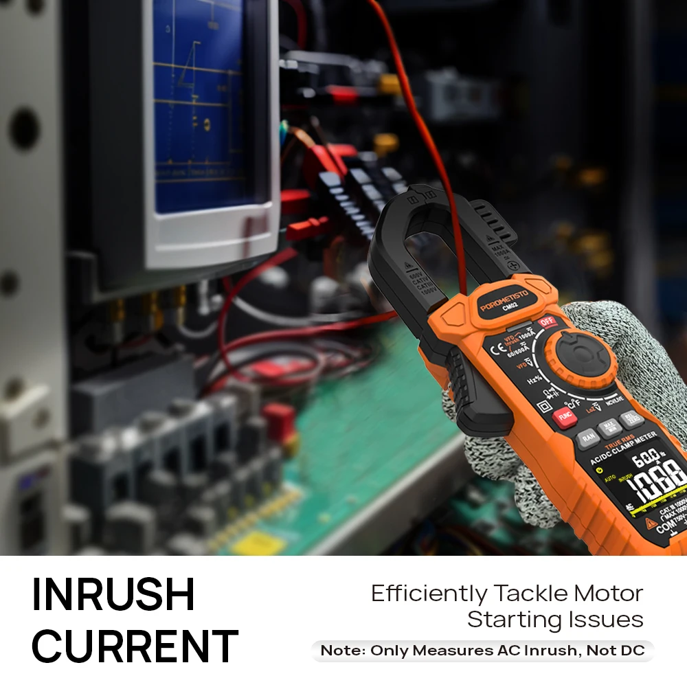 Inrush Digital Clamp Meter 1000A TRMS 6000 Counts Multimeter AC/DC Current Voltage Temp Resistance Capacitance NCV Ohm Hz Tester