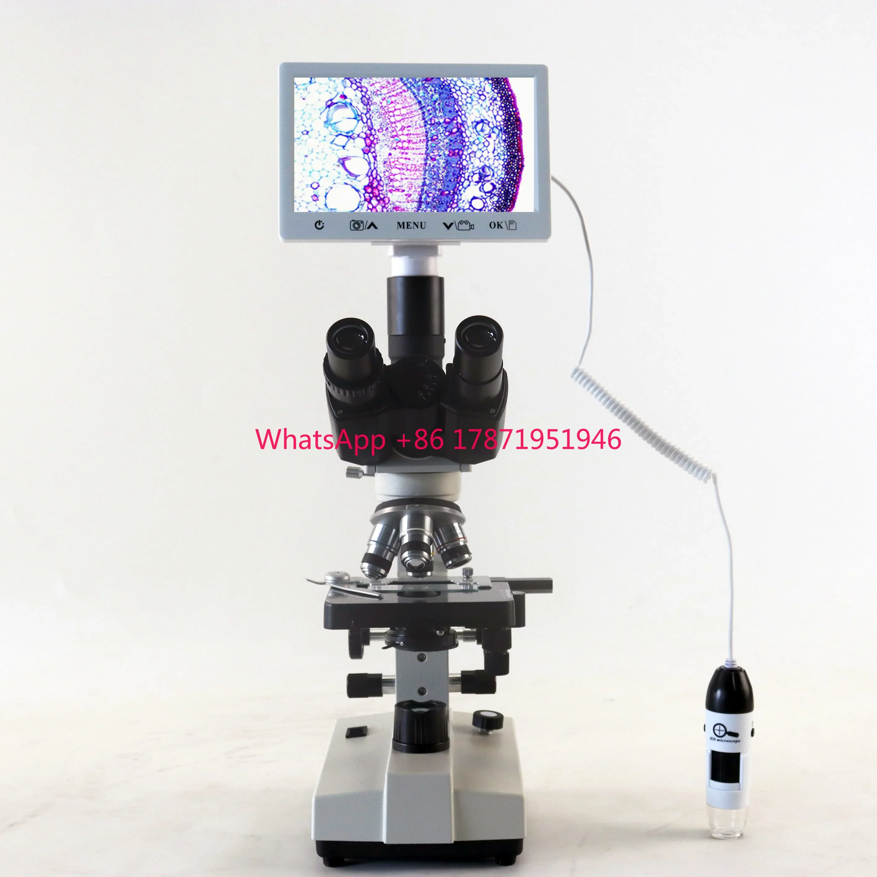 New Portable 7inch LCD Screen 1600X Digital stereo USB Trinocular  Biological Microscope with Mini Handheld digital microscope