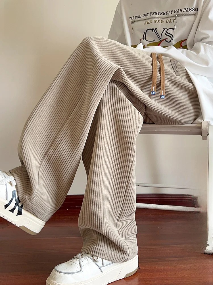 

PaulFrank Men's Corduroy Pants Autumn New Sle Drape Straight Loose Trousers Faionable Casual Straight Leg Trousers