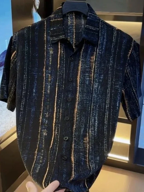High-End Men's Short-Sleeve Shirt Casual Thin Breathable Retro Chinese Style Daily Leisure Shirt Male Fashionable Top Male