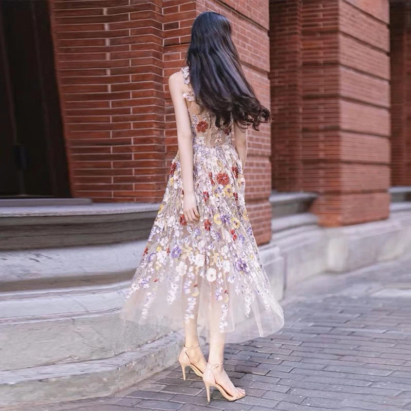 Ele Floral Strapl Ballkleid Abendkleid 2023, neuer koreanischer SLE-langer A-Linien-Rock Dr für Par Hochzeitsfeier