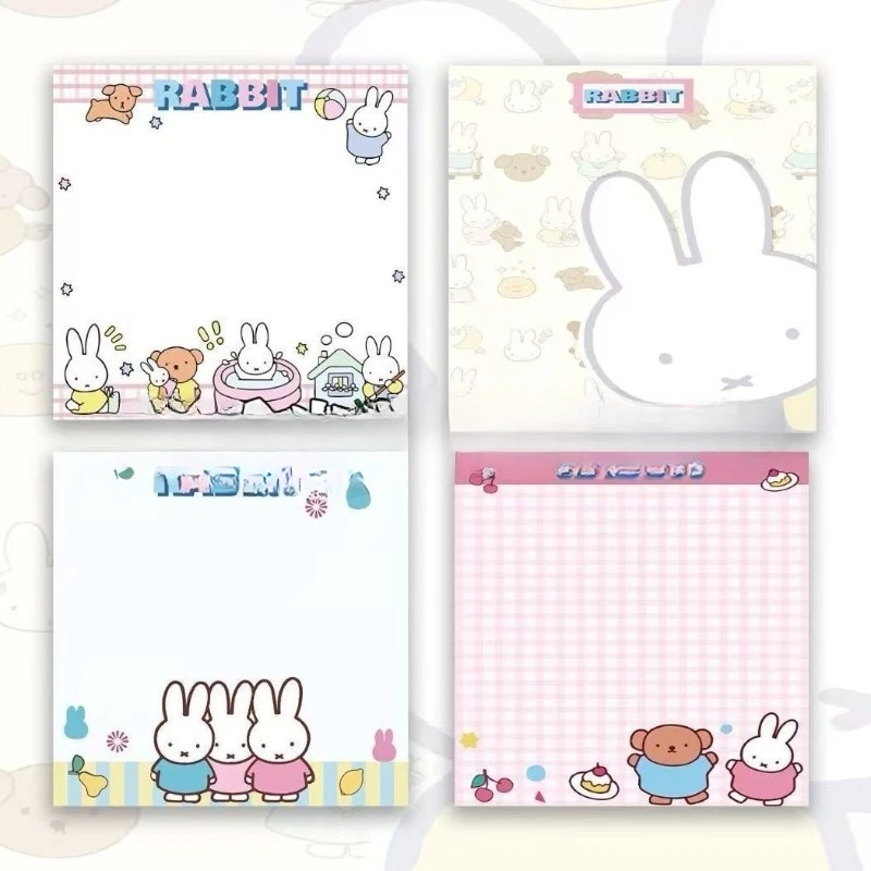 Kawaii Miffy Minimalist Sticky and Tearable Note Book for Teenage Students, Cute Cartoon Note Paper for Girls, Gift for Girls