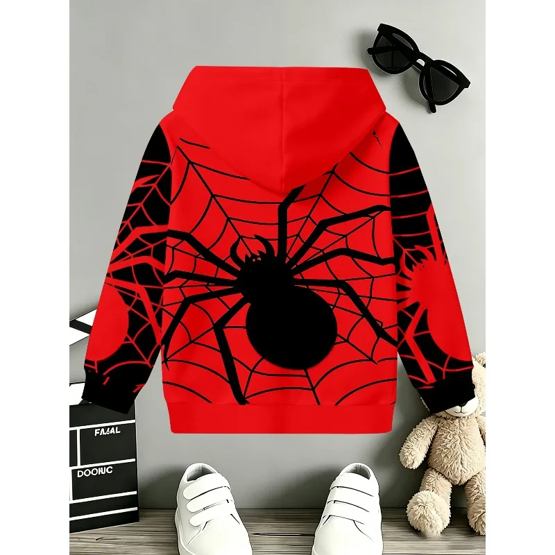 Toddler Boys Spider Flag Pattern Hoodie Pullover Long Sleeve Kids Fashion Casual Clothing for Outdoor Birthday Gift