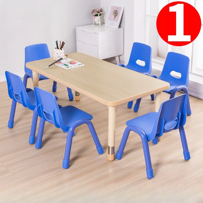 Kindergarten table training class early education learning toy painting eating solid wood can be fixed rectangular book