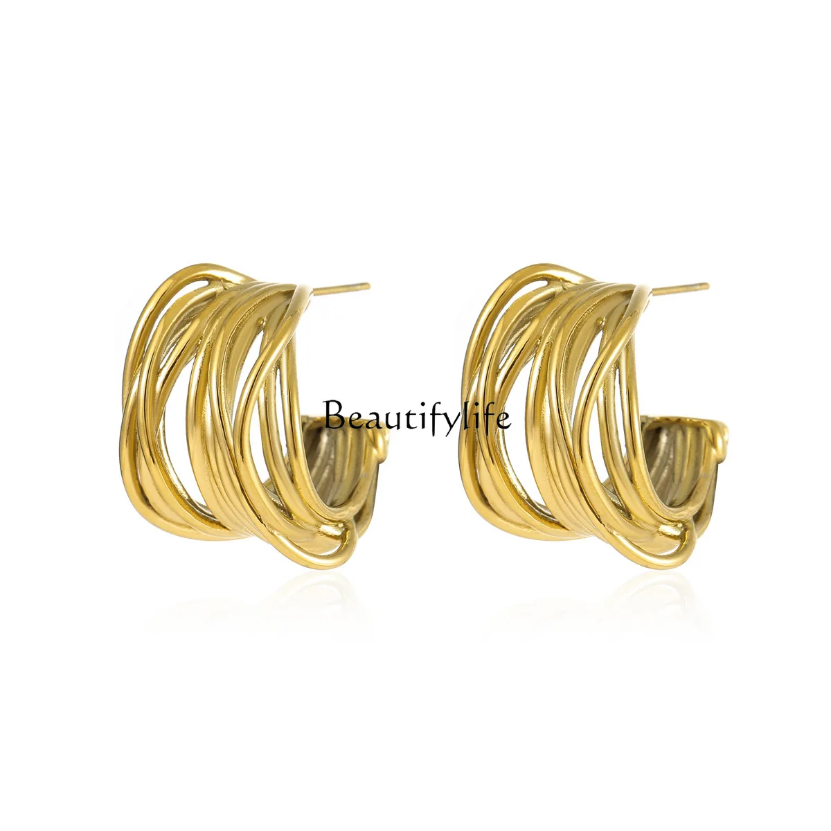 

Design Sense Fashion Temperament Stainless Steel Earrings Titanium Steel Earrings