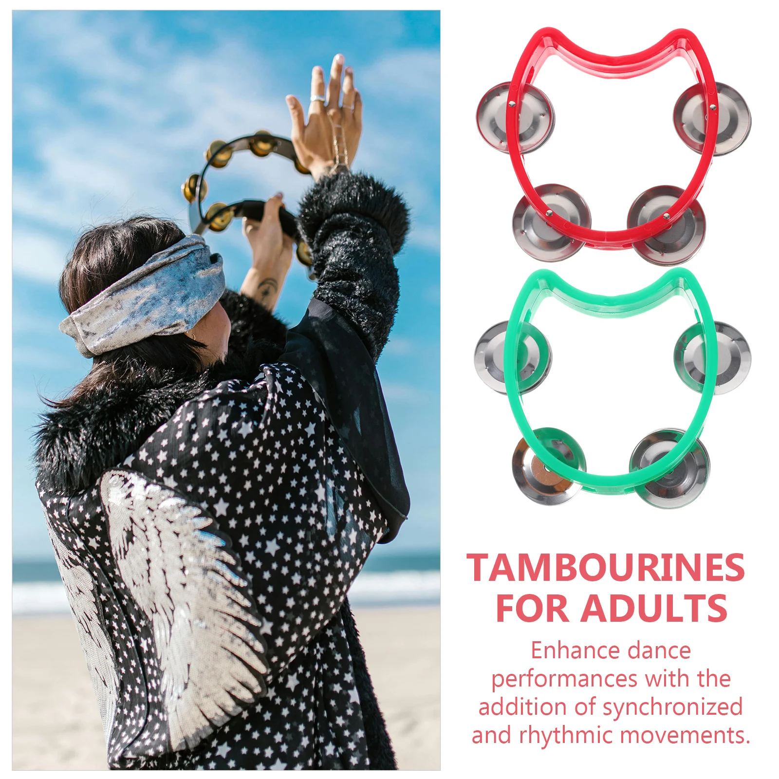 4Pcs Hand Bells Vibrant Color Lightweight Dance Rhythm Percussion Instrument for Beginners Music Instruments Hand Bells