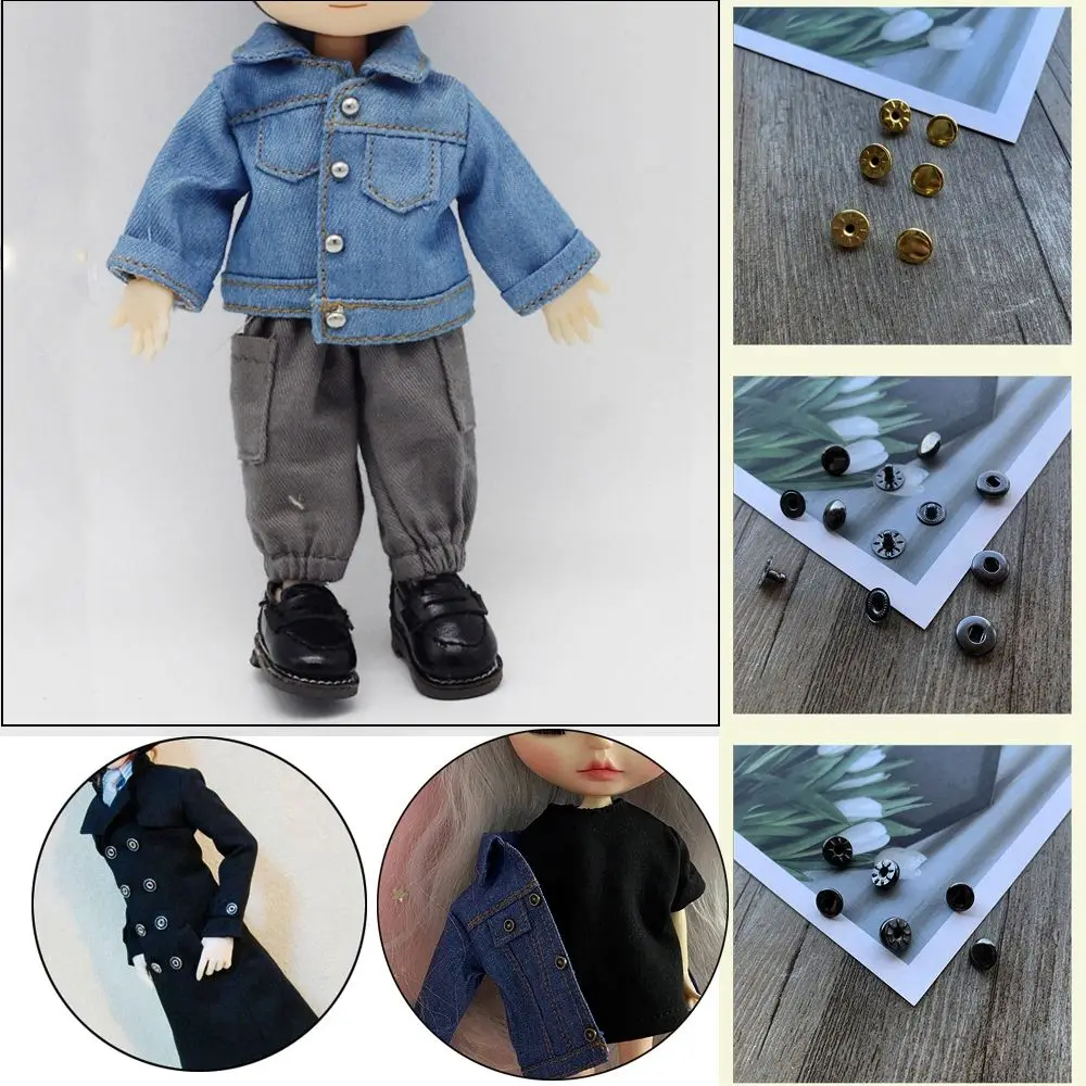 Prezent Dollhoues miniaturowe niewidoczne akcesoria Snap metalowe klamry do szycia odzieży klamra Mini guziki DIY do lalek ubrania