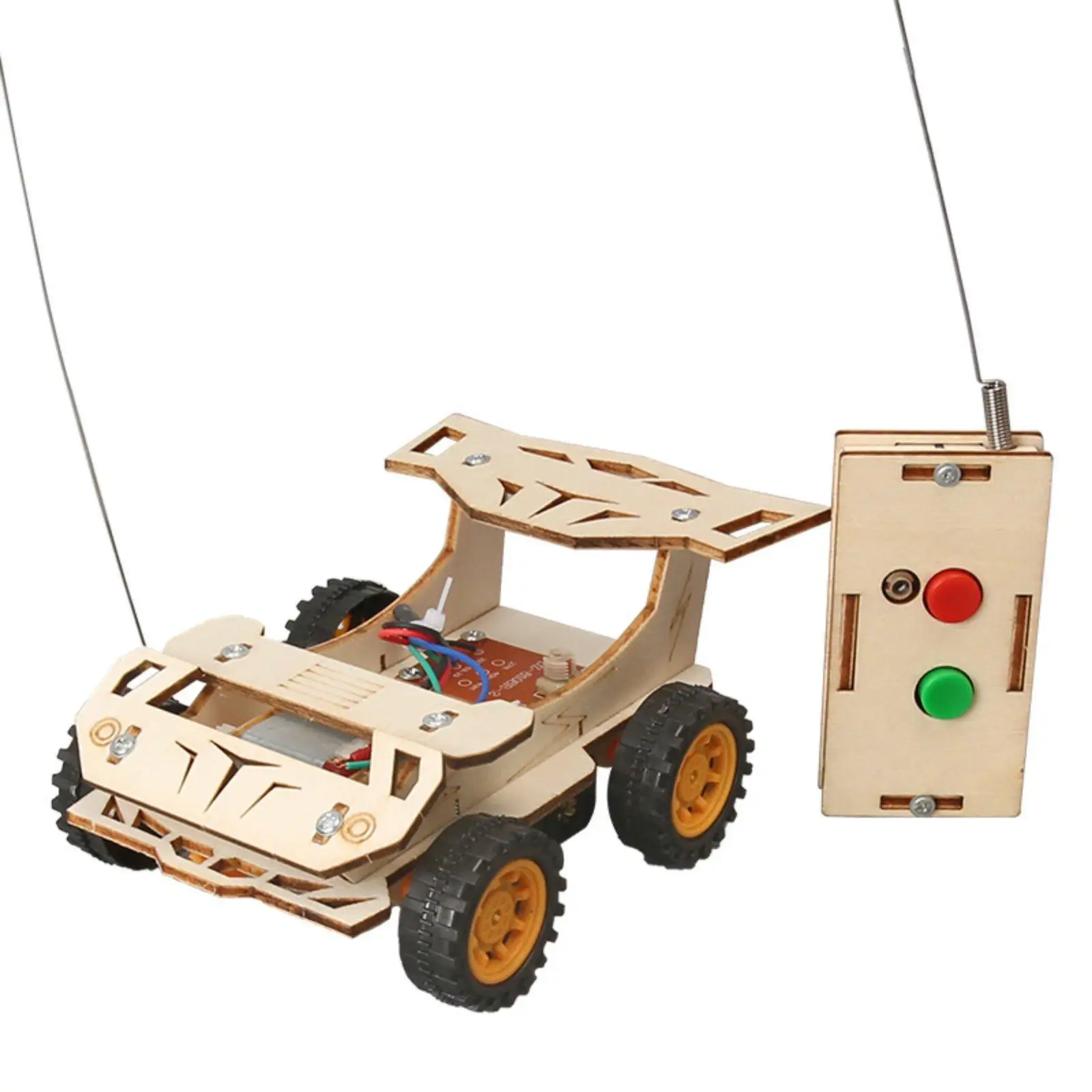 Science Experiment Set Electric Racing Car DIY Wooden RC Car Assembly Kit for Kids Remote Control Toys Learning