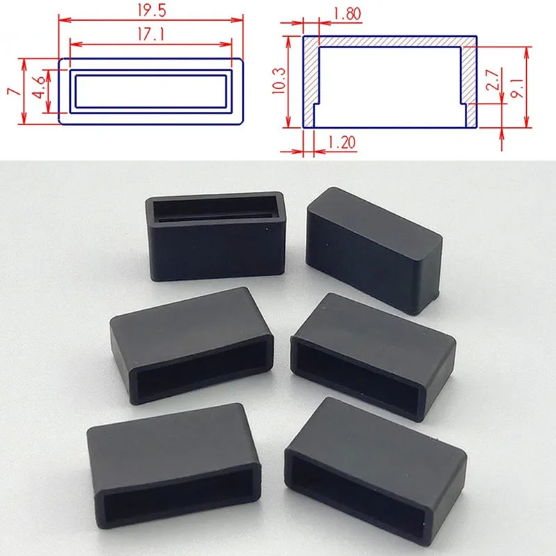

1/2/5pcs Black Rectangular Silicone Rubber End Caps Protect Caps for Double-row In-line Soft Sheath High Temperature Resistance