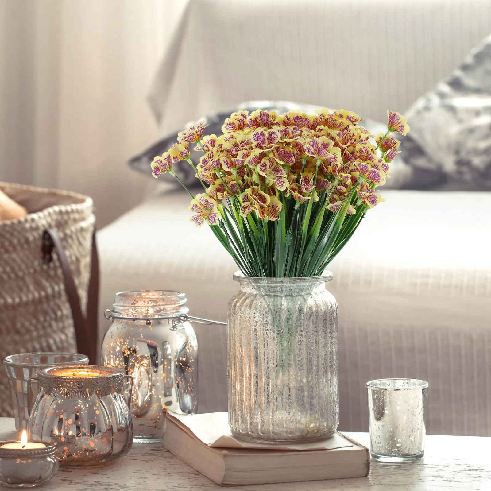 

6 Pcs Bouquet Realistic Decorative Flowers Home Office PartyFlower Arrangement Artificial Bouquet Simulation Decor