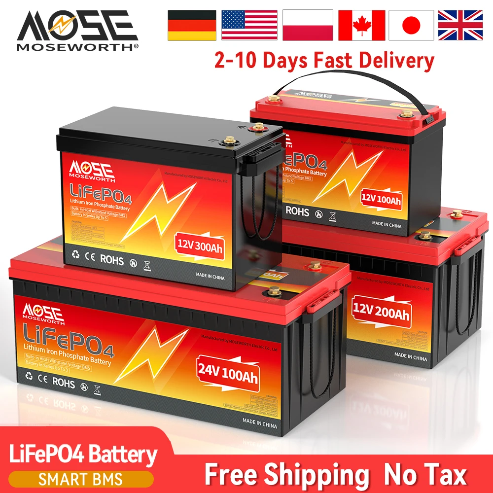 

LiFePO4 Battery 12V 24V 36V 48V 6Ah 10Ah 30Ah 100Ah 200Ah 300Ah Rechargeable Deep Cycle Lithium Battery For RV Golf Cart Solar