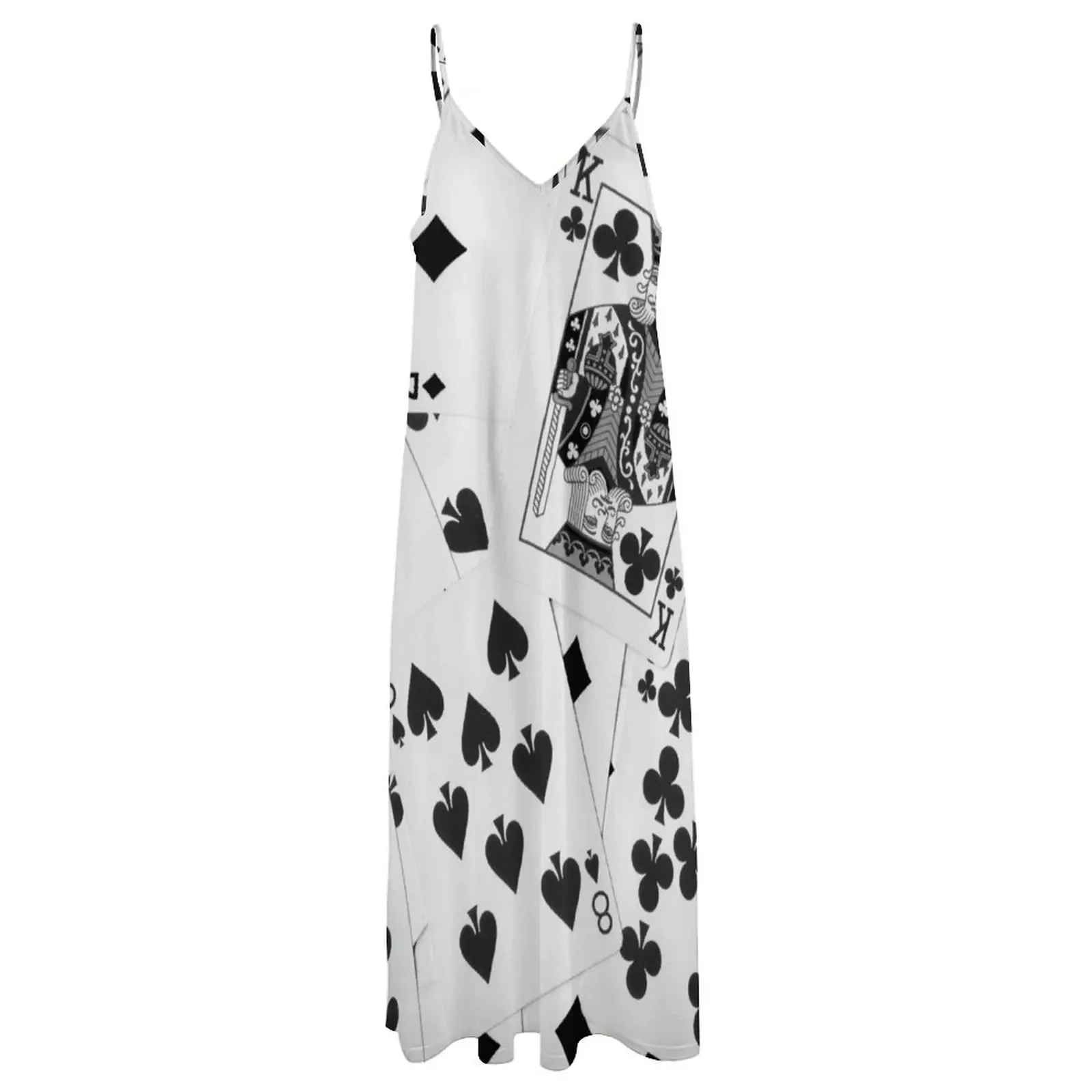 Playing Cards-vestido blanco y negro sin mangas para mujer, ropa de noche sexy, estética, verano, 2024