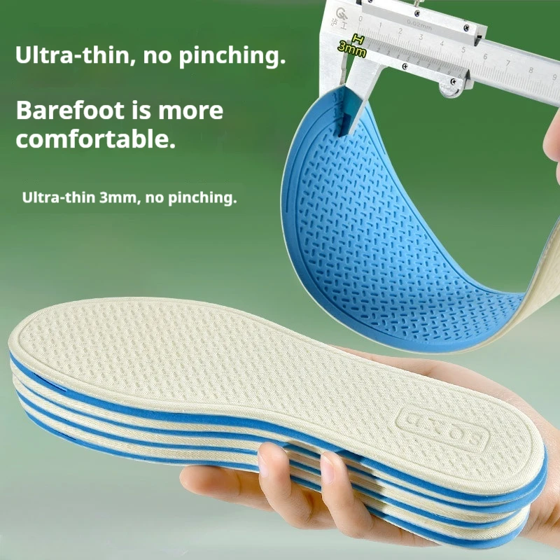 Ultra-Thin Latex Insoles, Cooling Soft Cushion Inserts, Non-Slip Breathable Insoles for Sports & Barefoot Use 1Pair/3Pairs